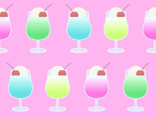 ソーダフロートのシームレスパターン　A-3 