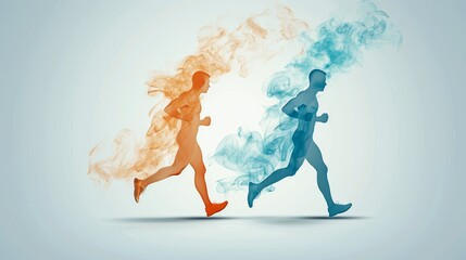 Dynamic poster for clinics showing a path from smoking to healthy living, with a smoker turning into a jogger, emphasizing lung health