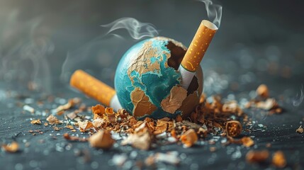 Bright and engaging banner with a globe, emphasizing global awareness and the fight against tobacco for better lung health