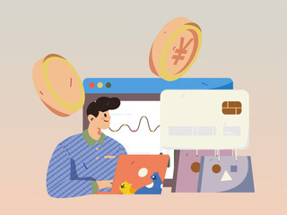 Online shopping payment security character flat vector concept operation hand drawn illustration
