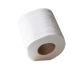 Front view of white tissue paper roll isolated with clipping path in png file format