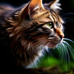close up of a cat looking up