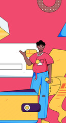 Fototapeta premium Online shopping payment security character flat vector concept operation hand drawn illustration 