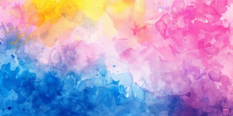 Fototapeta premium High-Resolution AI-Generated Wallpaper Featuring Abstract Pink, Blue, and Yellow Watercolor Texture, Ideal for Scarves and Art Projects, Showcasing Soft, Artistic, and Aesthetic Qualities