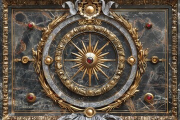 Obraz premium Baroque, Barocco Ornate Marble Ceiling Non-Linear Reformation Design with Intricate Accents Depicting Classic Elegance and Architectural Beauty