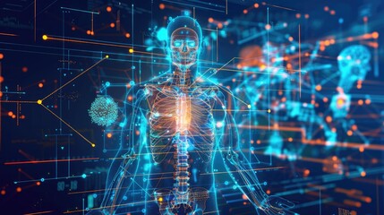 Medical digital health digital medical abstract human on high tech healthcare