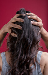 Fototapeta premium Woman's head held, symbolizing gender fluidity, inclusivity