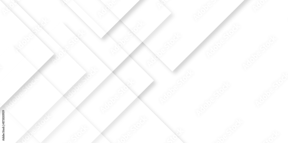 Fototapete Abstract white background with diamond and triangle shapes layered in modern abstract pattern design.Grey white abstract square background geometry shine and layer element vector for presentation.