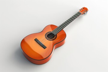 Obraz premium 3d Rendering cute acustic guitar, animated movie style, white background 