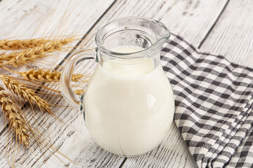 Organic milk in the glass