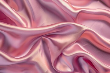Obraz premium Detailed close-up of pink satin fabric, showcasing its texture and color, An imaginative depiction of satin fabric with a smooth, glossy finish
