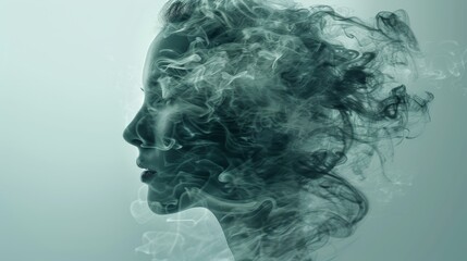 Stylized human silhouette with smoke turning into fresh air, promoting World No Tobacco Day, creative health awareness banner