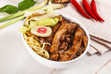 Japanese ramen soup with chicken