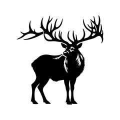 Minimalist Elk Vector - Elk Silhouette - Animal Vector Silhouette.