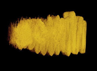 Pinselzeichnung mit oranger Farbe auf schwarz - Markierung oder abstrakter Hintergrund