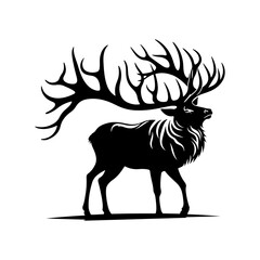 Minimalist Elk Vector - Elk Silhouette - Animal Vector Silhouette.