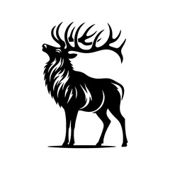 Minimalist Elk Vector - Elk Silhouette - Animal Vector Silhouette.