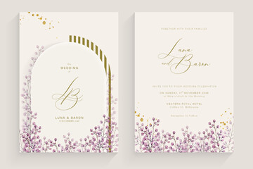 Aesthetic Wedding Invitation Template with Flower Arrangement