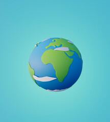 Cartoon planet Earth 3d vector icon on white background. Earth day or environment conservation concept. Save green planet concept
