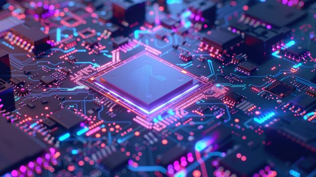 Media Technology Concept with integrated protection symbol on Microchip.