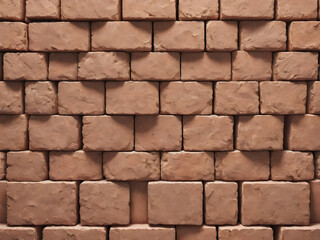 Obraz premium A raw wall of earthenware bricks texture background and material template. 