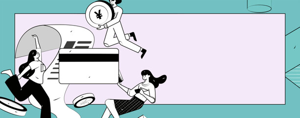 Online shopping payment security character flat vector concept operation hand drawn illustration
