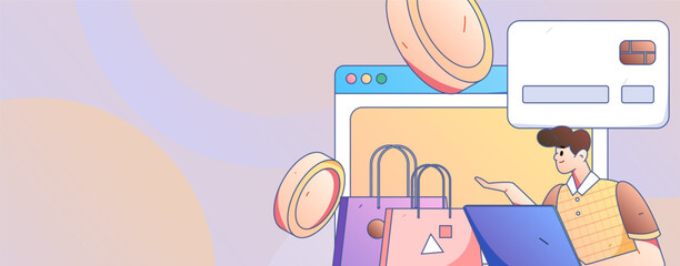 Online shopping payment security character flat vector concept operation hand drawn illustration
