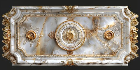 Baroque, Barocco Ornate Marble Ceiling Non-Linear Reformation Design with Intricate Accents Depicting Classic Elegance and Architectural Beauty