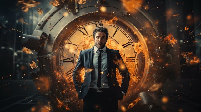 Businessman Running Out Of Time In A Time Crunch