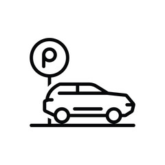 Black line icon for car parking