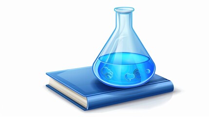Blue chemistry book icon isolated on white background for design