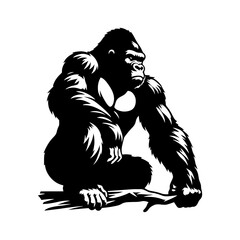 Minimalist Gorilla Vector - Gorilla Silhouette - Illustration Of Gorilla.