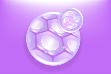 Hyaluronic acid and Niacinamide hair and skin solutions ad, purple collagen serum drops into skin cell with cosmetic advertising background ready to use, illustration vector.	
