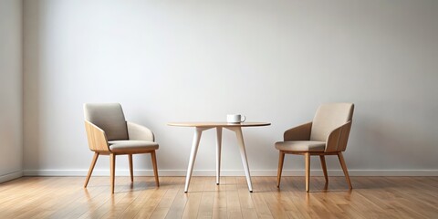 Empty room with two chairs and a table , conversation, dialogue, discussion, communication, talk, interaction, meeting, debate, dialogue, socializing, connection, relationship