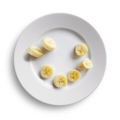 Banana Slices Served on a White Porcelain Plate
