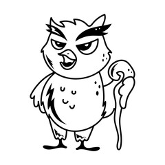 Obraz premium A hand drawn style icon of wizard owl holding wand 