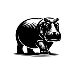 Hippopotamus Silhouette Design - Hippo Vector art - Hippopotamus Illustration.