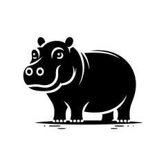 Hippopotamus Silhouette Design - Hippo Vector art - Hippopotamus Illustration.
