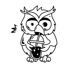 Sipping bird icon designed in doodle style 