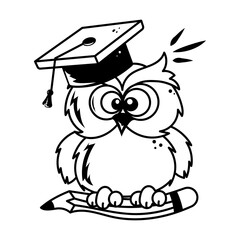 Cute doodle style character of wisdom owl 