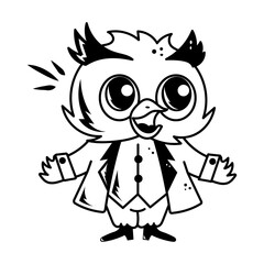 Hand drawn style cute owl character 