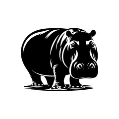 Hippopotamus Silhouette Design - Hippo Vector art - Hippopotamus Illustration.