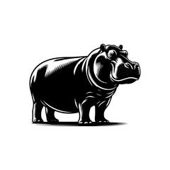 Hippopotamus Silhouette Design - Hippo Vector art - Hippopotamus Illustration.