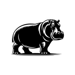Hippopotamus Silhouette Design - Hippo Vector art - Hippopotamus Illustration.
