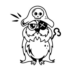 Pirate owl icon designed in doodle style  
