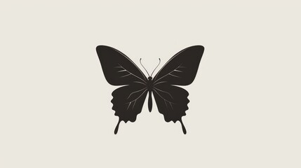 Fototapeta premium White background featuring a black butterfly icon
