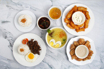 Freshly cooked assorted Filipino food