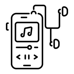 A music player icon designed in outline style 