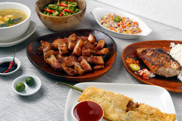 Freshly cooked assorted Filipino food