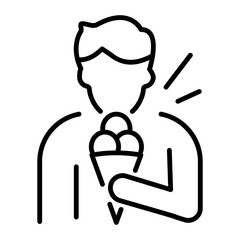 Person eating dessert icon in line style 